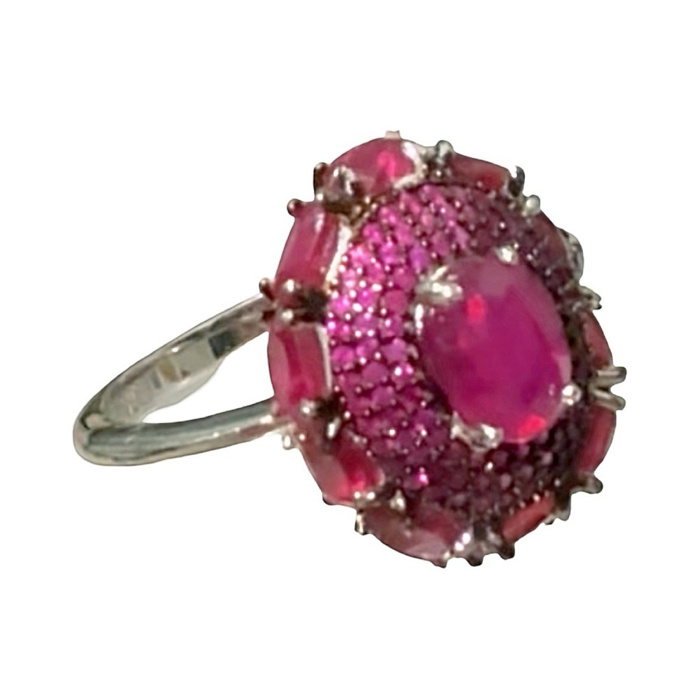 RARE Stunning 14k White Gold over Silver Antique Ruby Ring! - Picture 3 of 8